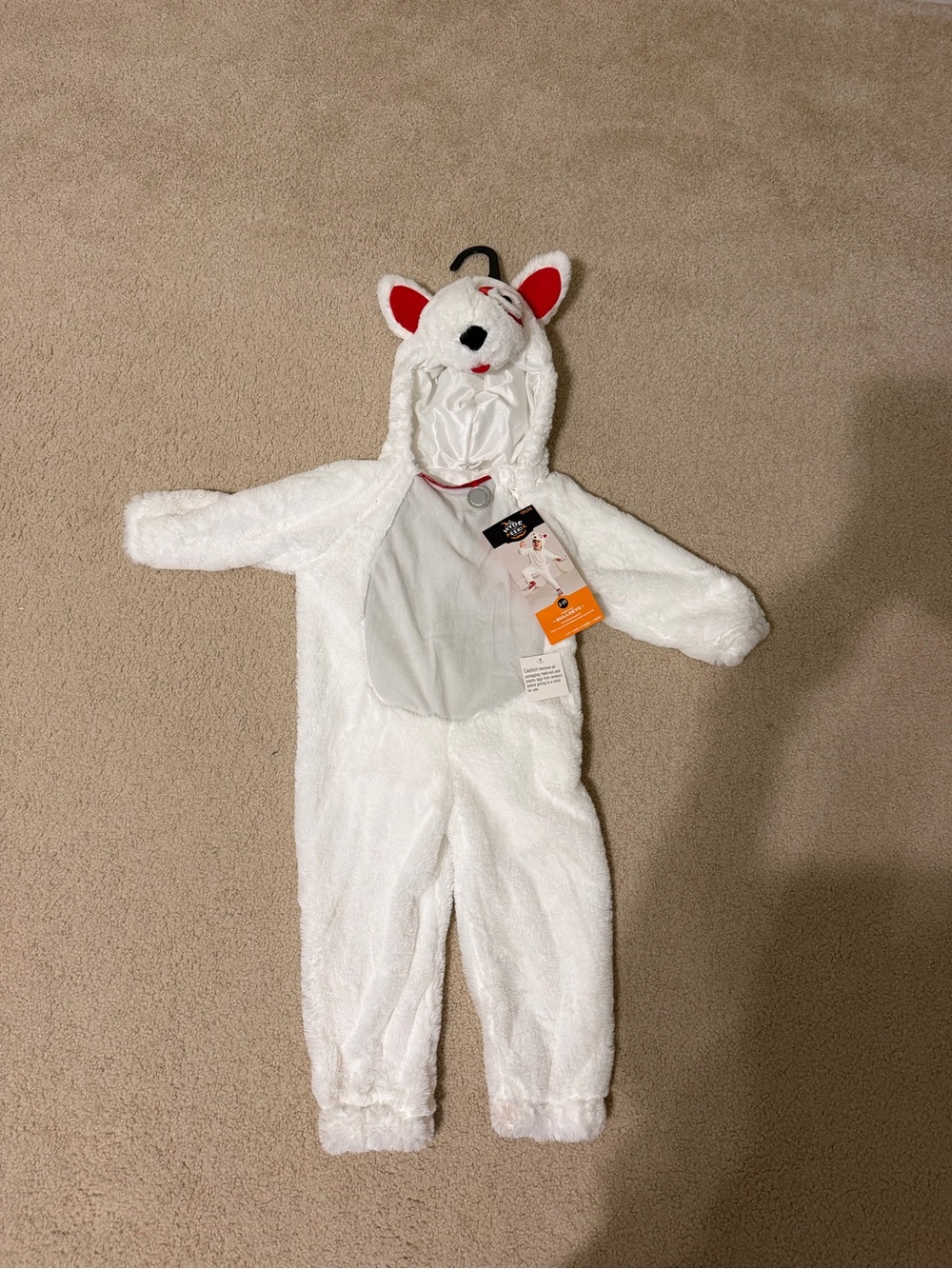 Hide and eek Bullseye Target White Dog 2T 3T Halloween Costume